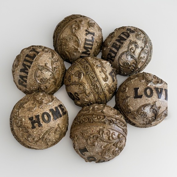 Wooden Carved Balls Farmhouse Decor Family Friends Home Love Country - Picture 11 of 16